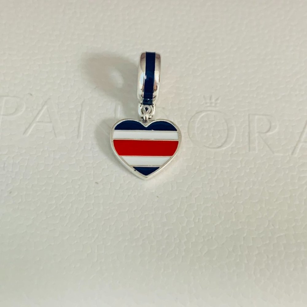 Pandora Costa Rica Flag Dangle Charm Heart Flag Pendant